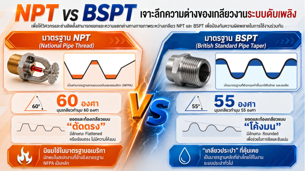 ความแตกต่างระหว่างเกลียว NPT ตามมาตรฐาน ASTM และเกลียว BSPT ตามมาตรฐาน BS ว่ามีความแตกต่างกันอย่างไร